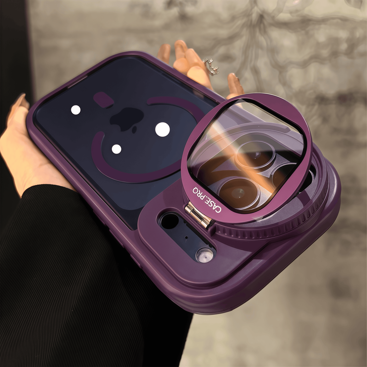 iPhone 17 ProMax Transparent Magnetic Flip Phone Case with Lens Holder