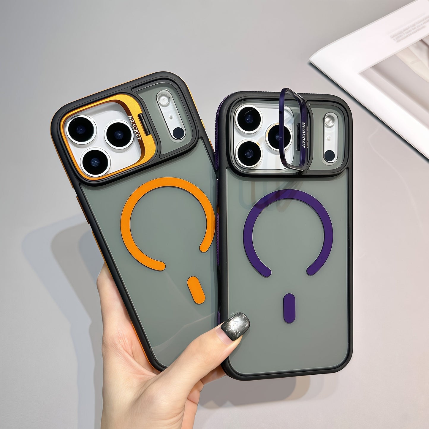 Skin-feel lens holder magnetic case for iPhone 17 ProMax