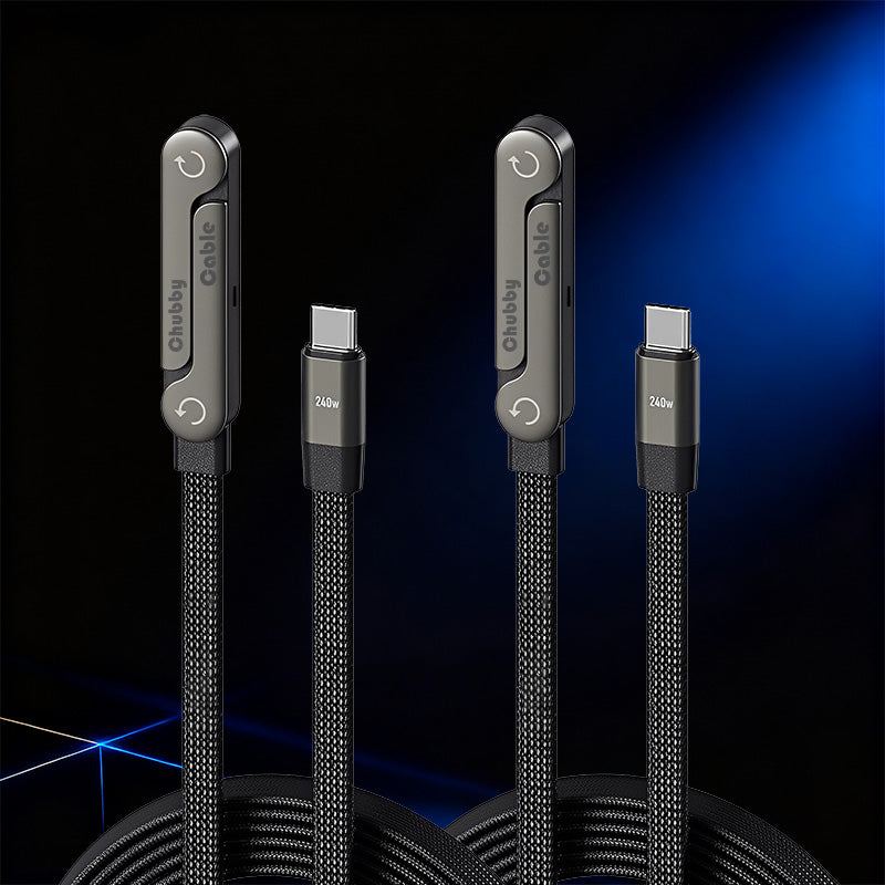 ChubbyCable StandLite™ -  240W Braided Fast Charge Cable With Built-in Phone Stand