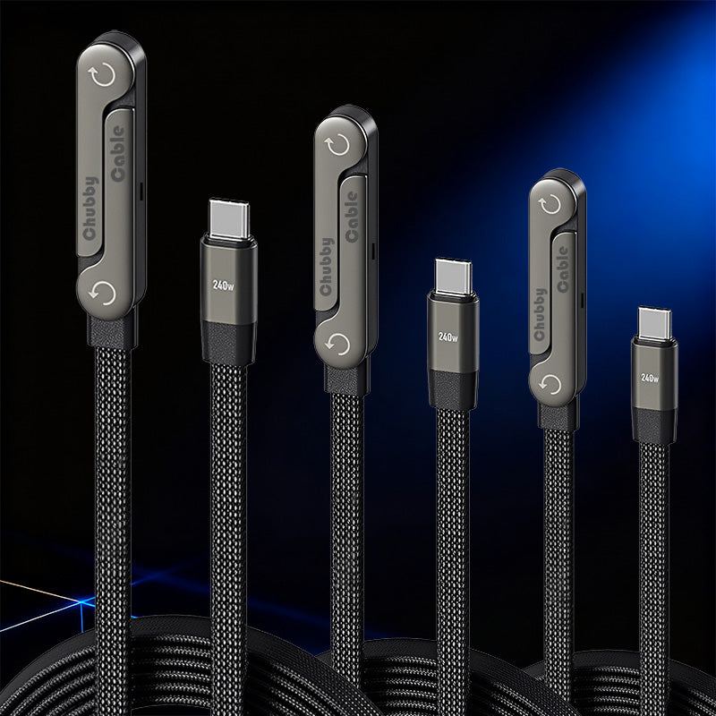 ChubbyCable StandLite™ -  240W Braided Fast Charge Cable With Built-in Phone Stand