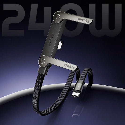 ChubbyCable StandLite™ -  240W Braided Fast Charge Cable With Built-in Phone Stand