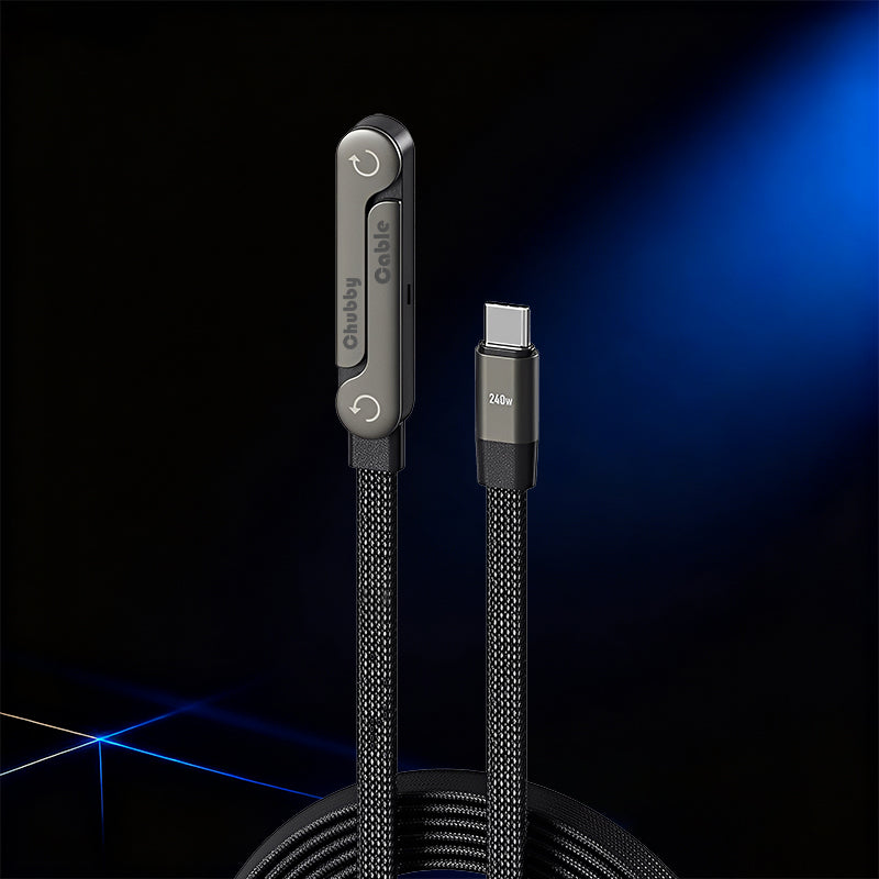 ChubbyCable StandLite™ -  240W Braided Fast Charge Cable With Built-in Phone Stand